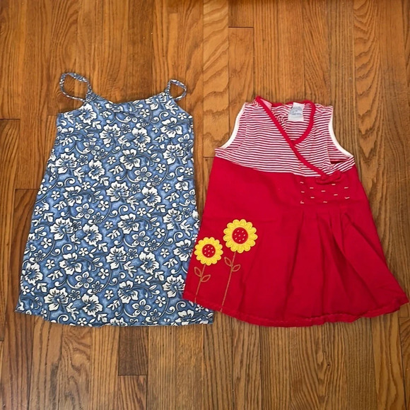 Lot of 2 Summer Dresses Red Blue Floral girl’s size 6 - Picture 1 of 7